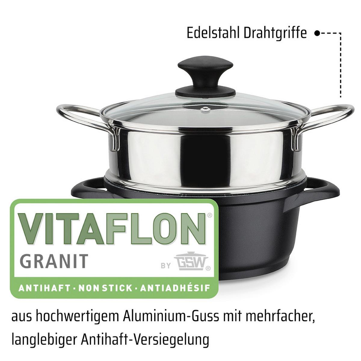 Gsw Kochtopfset Gourmet Schwarz,  5-Teilig - Schwarz, Basics, Metall - GSW