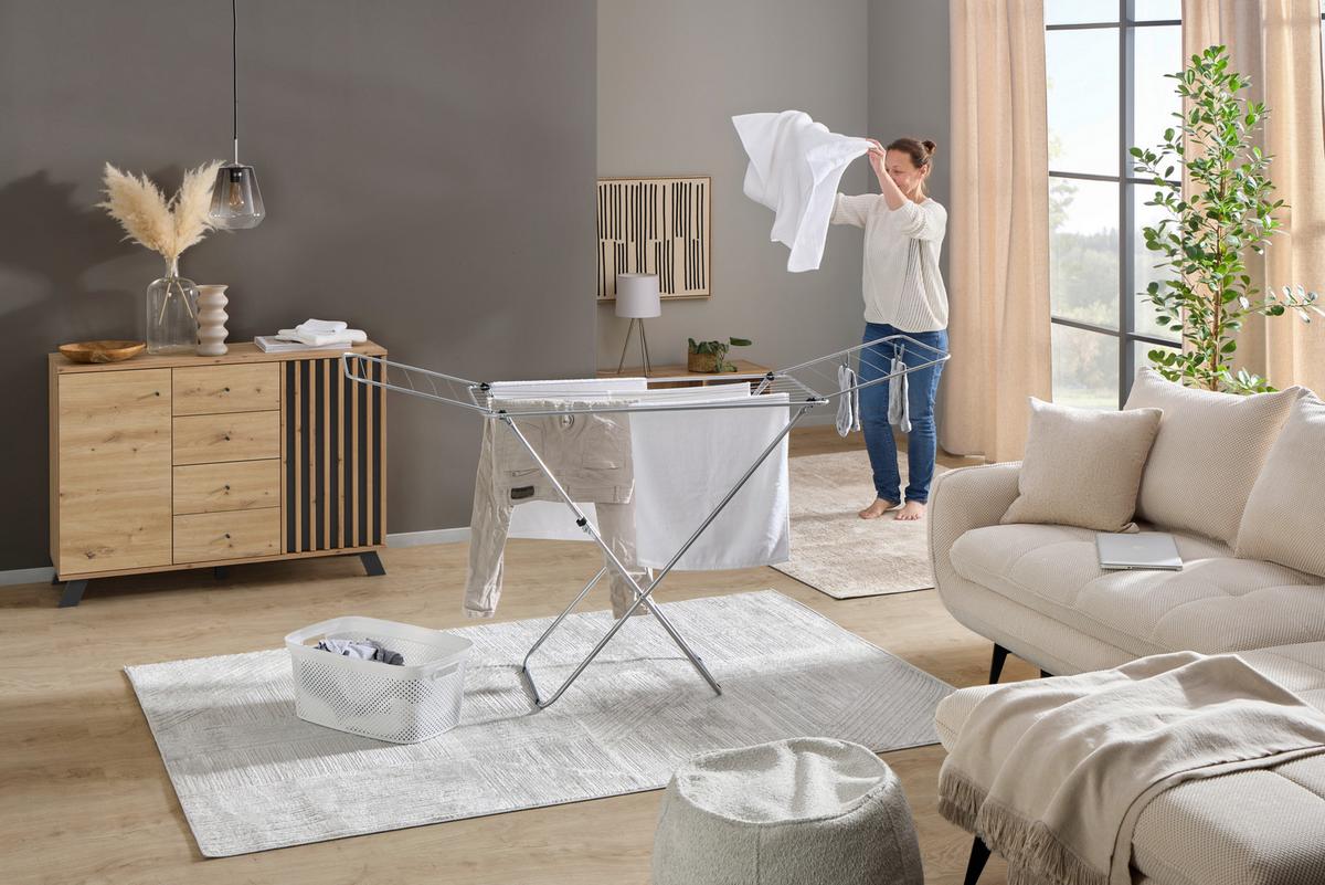 Ruhaszárító Állvány Baster - ezüstszínű, Basics, műanyag/fém (180cm) - Best Price
