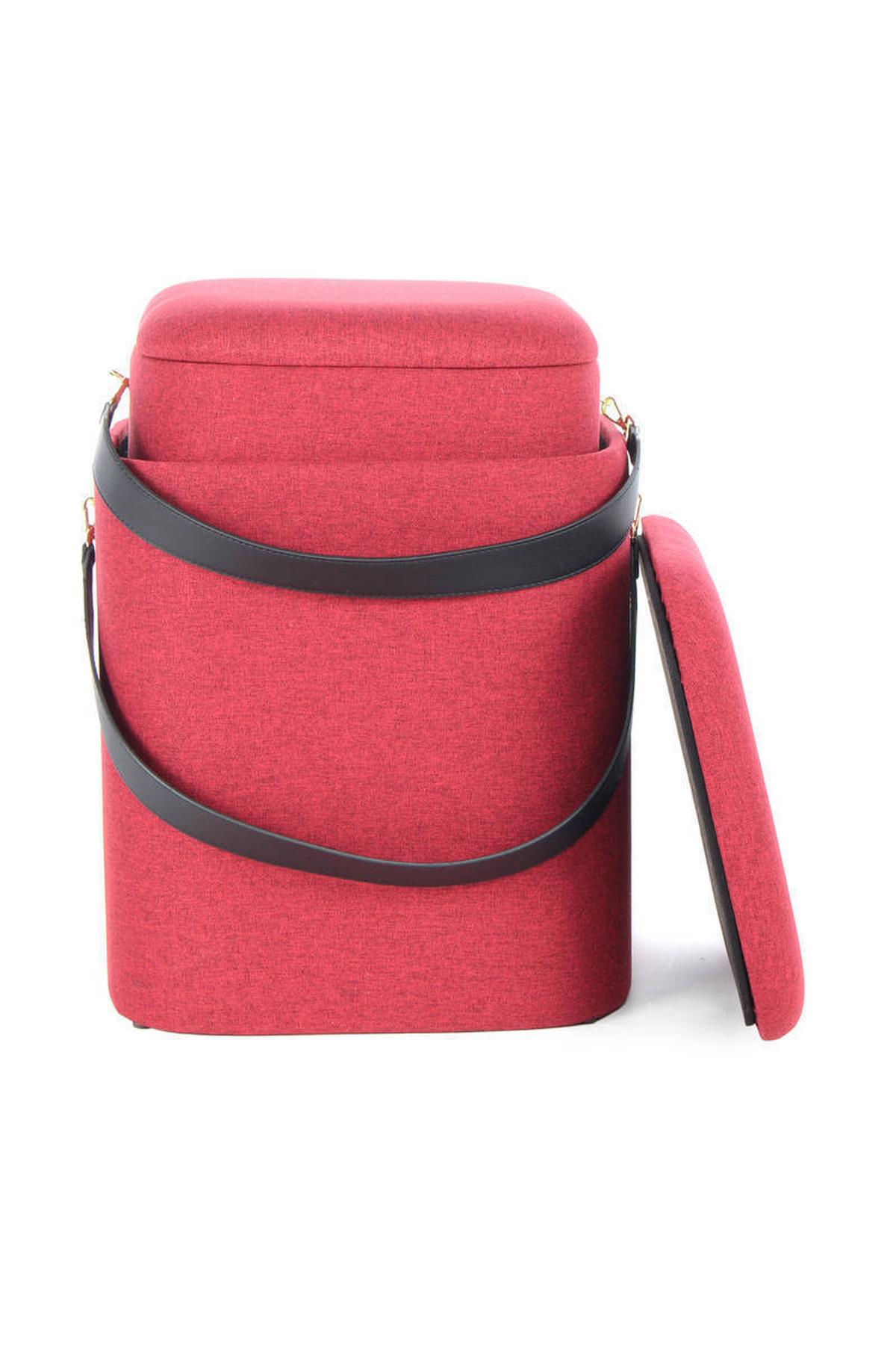 Hocker Arabella Mit  Stauraum Rot H: 44 Cm 2er-Set - Rot/Schwarz, Basics, Kunststoff/Textil (29,5+35,5cm) - Kayoom