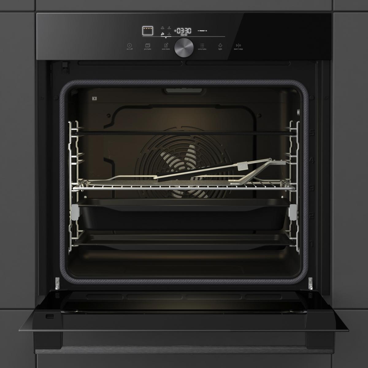 Einbaubackofen Go66e Pizza350c - Schwarz, MODERN, Glas/Metall (59,5/59,5/56,4cm) - Gorenje