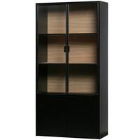 Vitrine Sivan Schwarz B: 100 Cm - Schwarz, Design, Glas/Holz (100/200/40cm) - Livetastic
