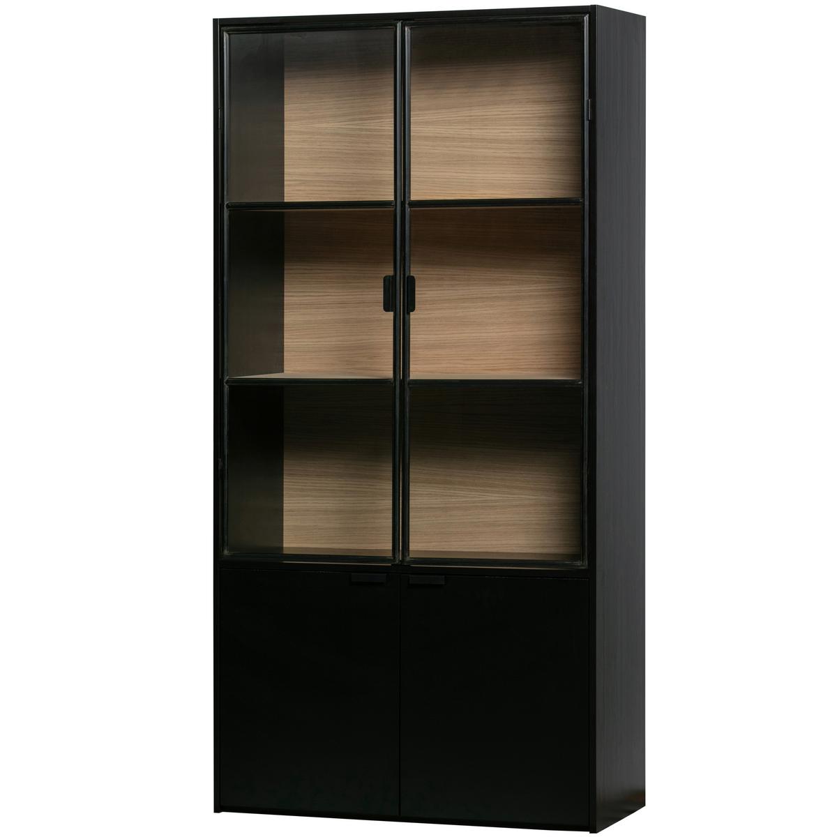 Vitrine Sivan Schwarz B: 100 Cm - Schwarz, Design, Glas/Holz (100/200/40cm) - Livetastic