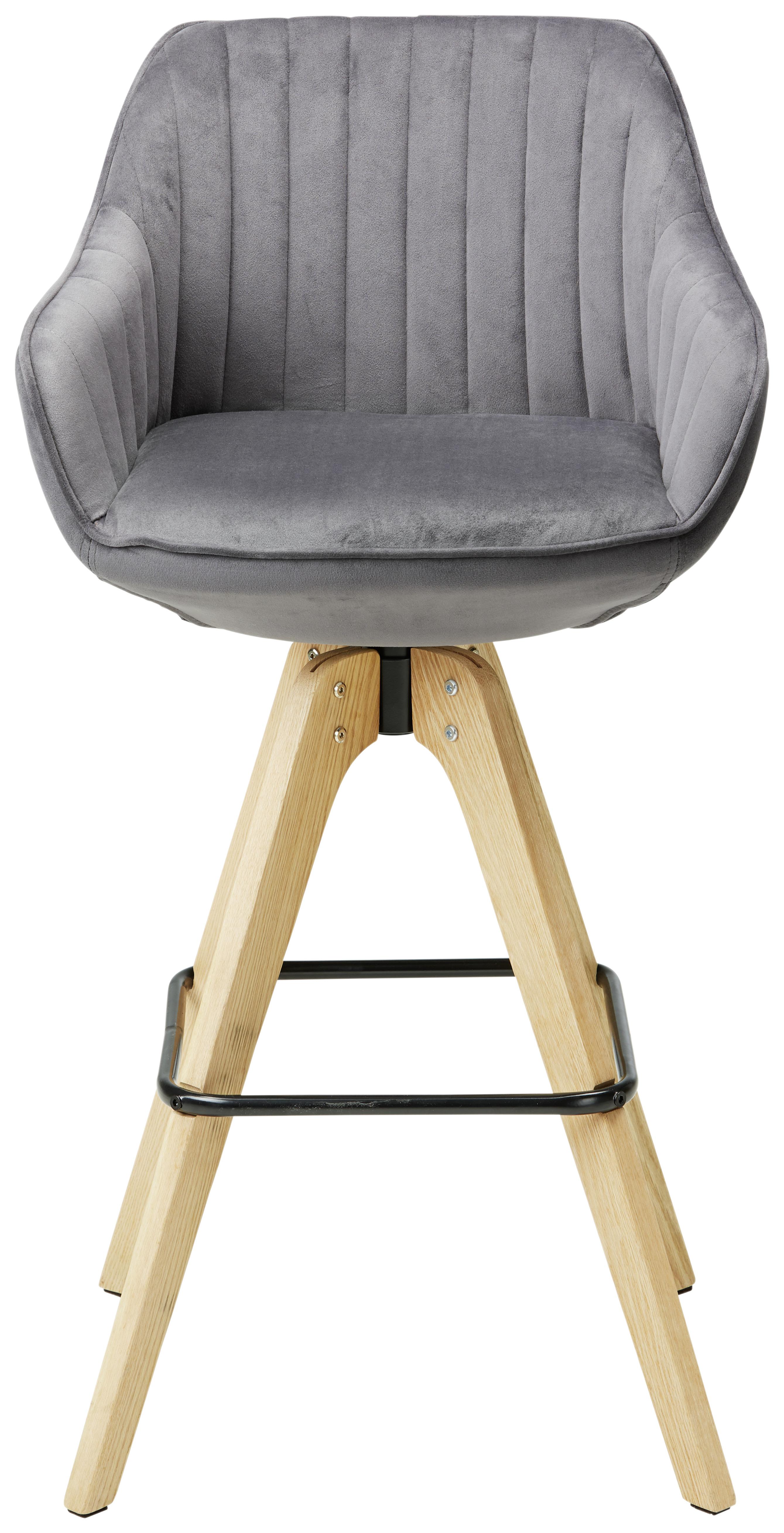 Barová Židle Chill - tmavě šedá/přírodní barvy, Moderní, dřevo/textil (55/106/78/56cm) - Premium Living