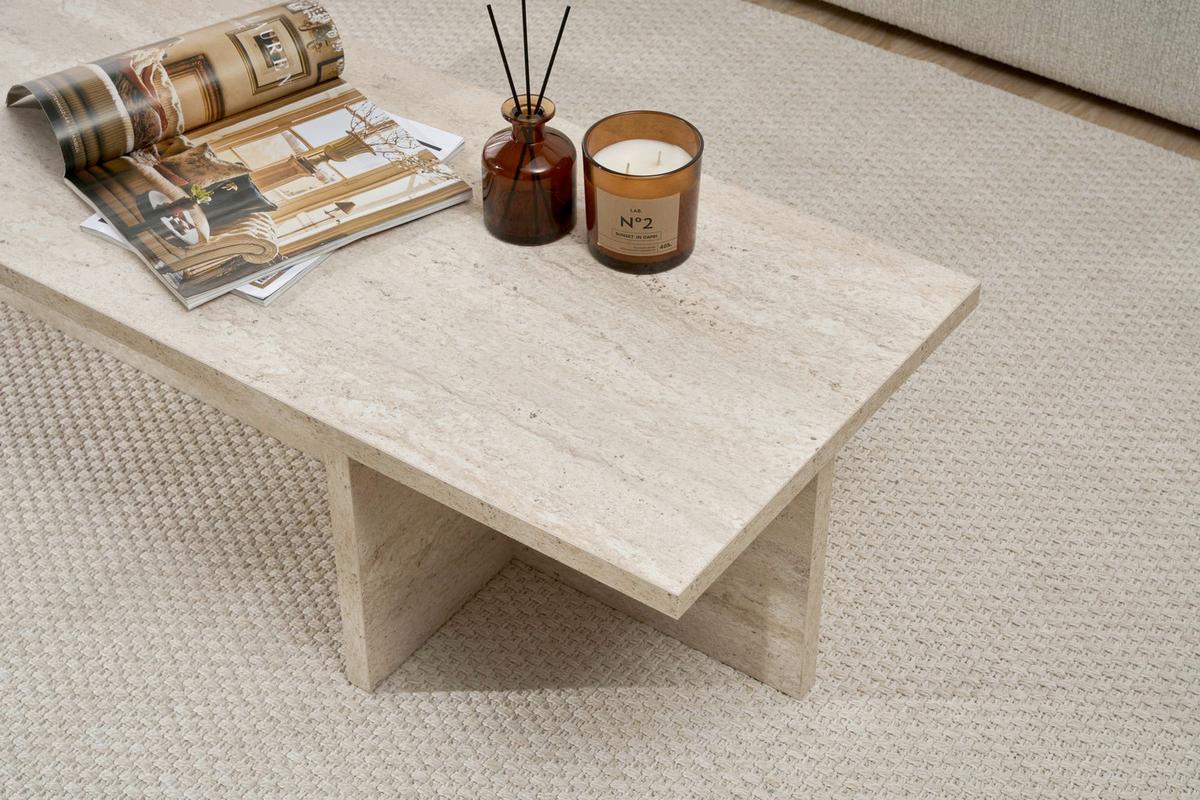 COUCHTISCH Travertine B: 120cm - Elfenbein, MODERN, Holzwerkstoff (120/30/45cm)