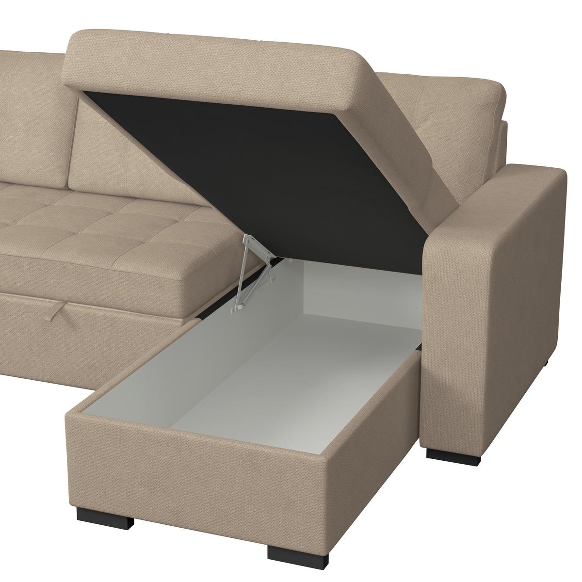 Ecksofa Turin Beige, 239x160cm - Beige, Trend, Holz/Textil (239/160cm)