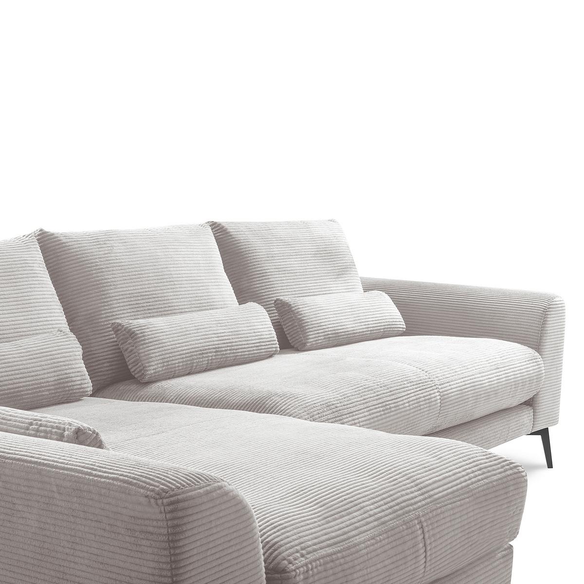Ecksofa Berlin Cord Hellgrau 172x313 cm - Hellgrau/Schwarz, Design, Textil (172/313cm) - P & B