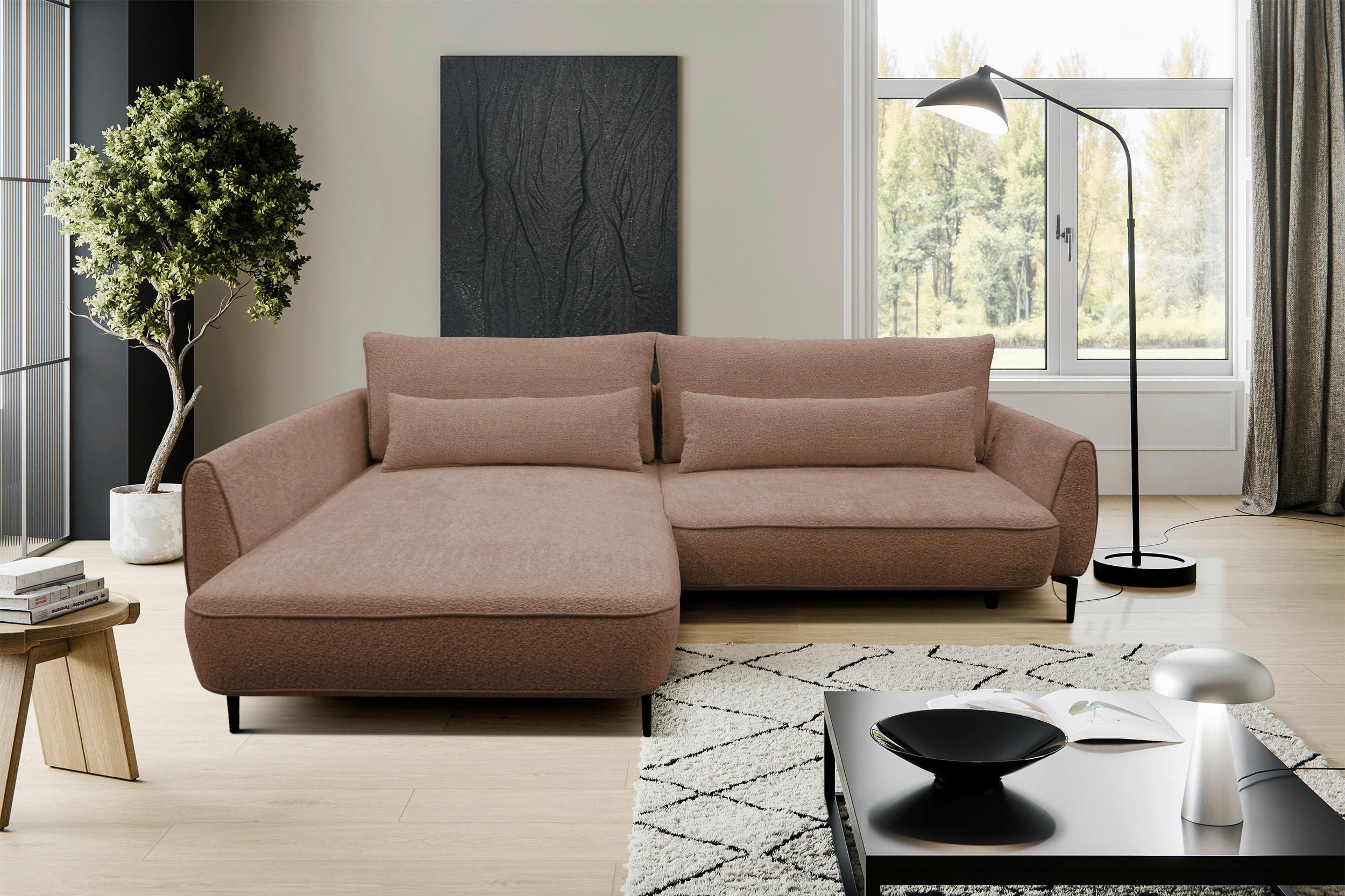 Ecksofa Abriamo Braun 204x273 cm - Creme/Schwarz, Design, Textil (204/273cm) - MID.YOU