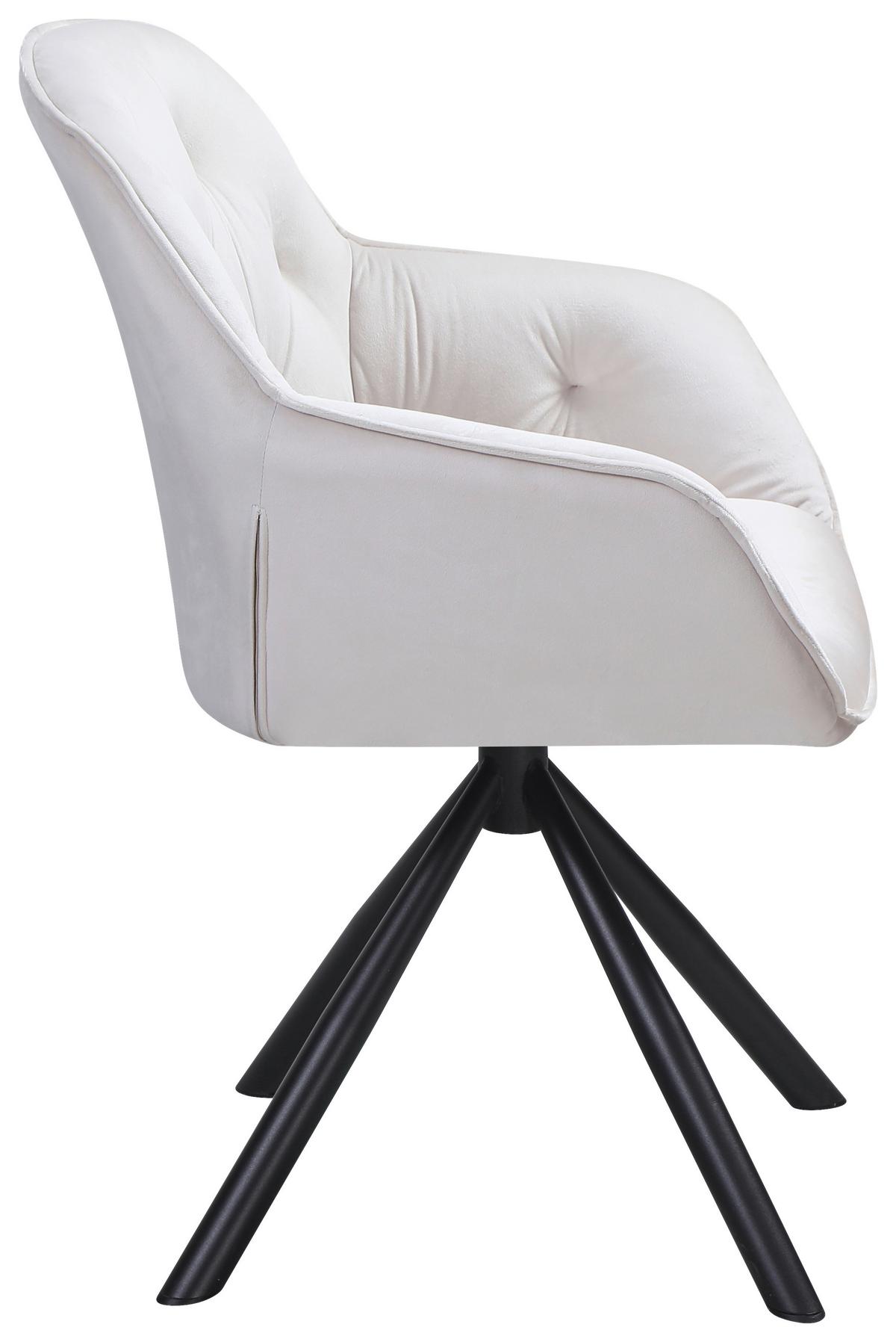 Armlehnstuhl Silvi Samt Beige 360° drehbar - Beige/Schwarz, KONVENTIONELL, Textil/Metall (62/85/62cm)