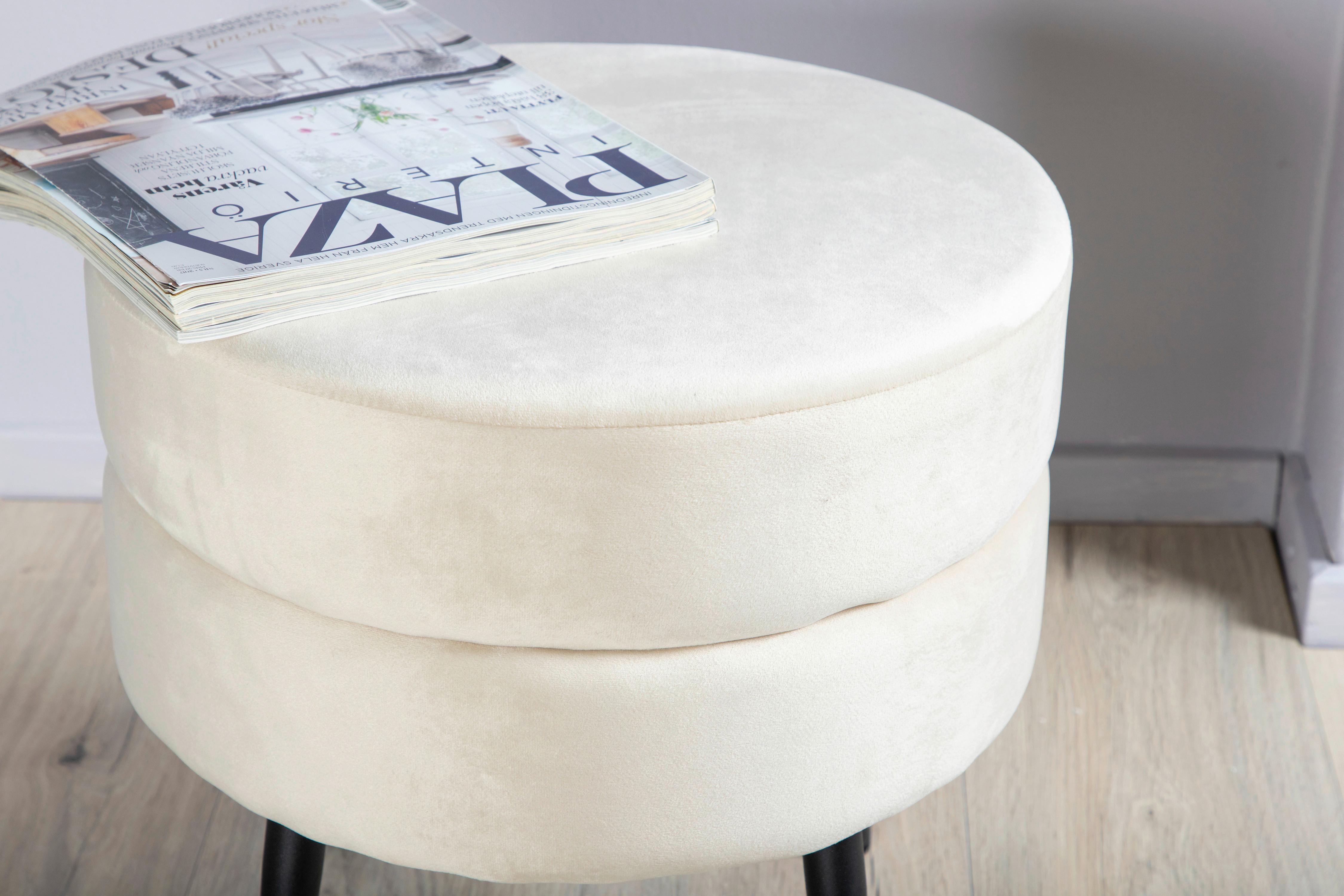 Hocker Pot - Beige/Schwarz, Design, Textil/Metall (40/40/40cm) - Livetastic