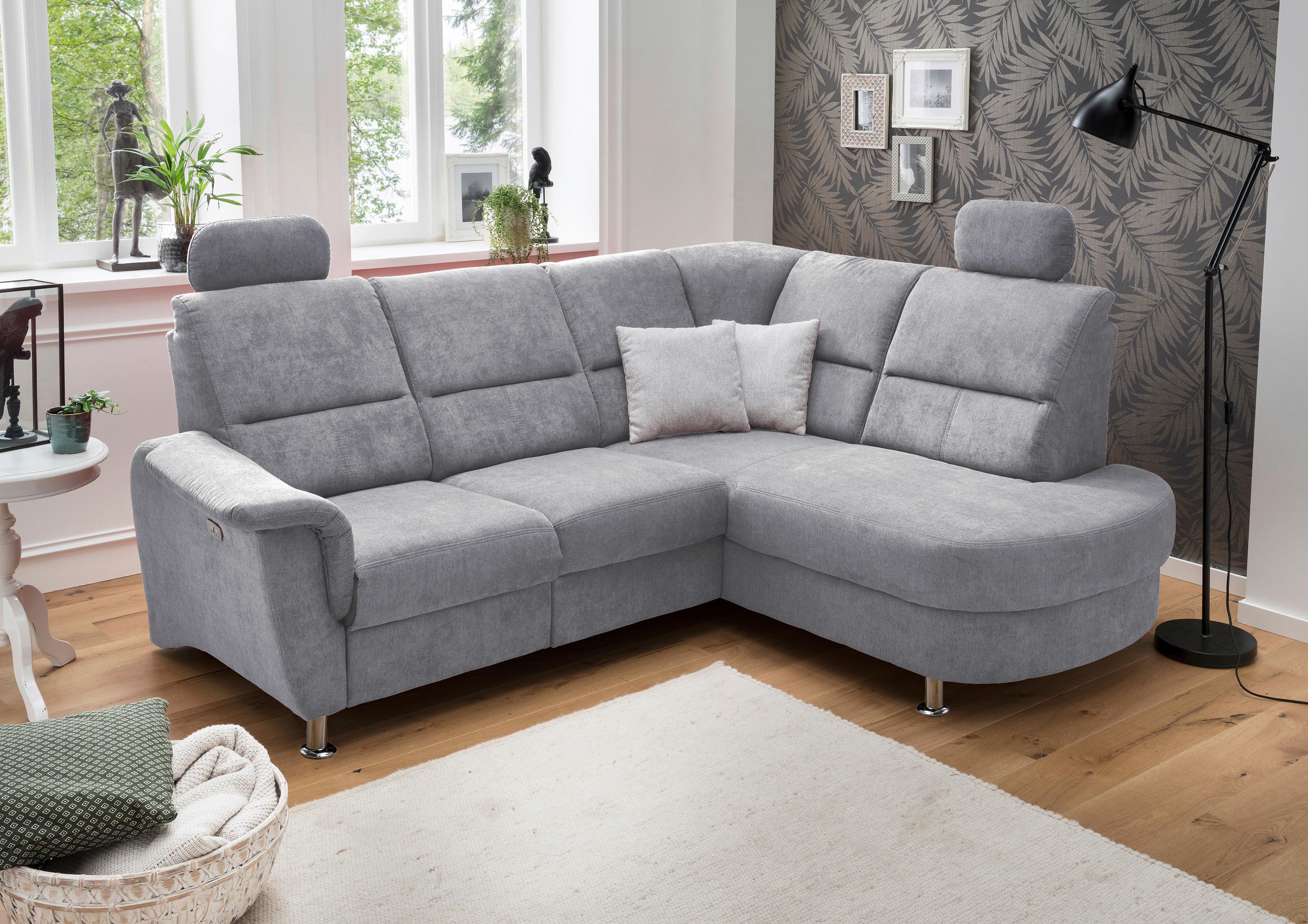 Ecksofa Parole Grau S: 231/184 cm - Chromfarben/Grau, KONVENTIONELL, Textil (231/184cm) - Livetastic