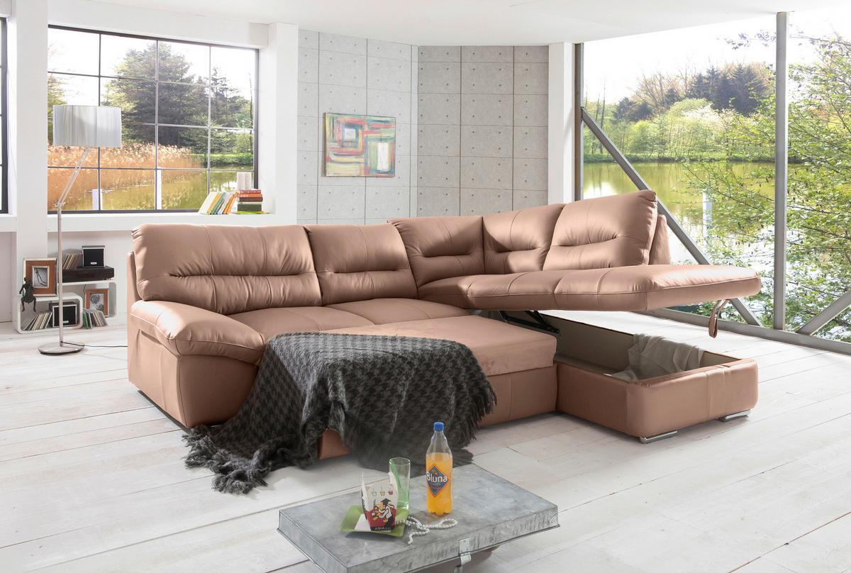 Sarokgarnitúra William - cappuccino, Modern, bőr (286/90/216cm)
