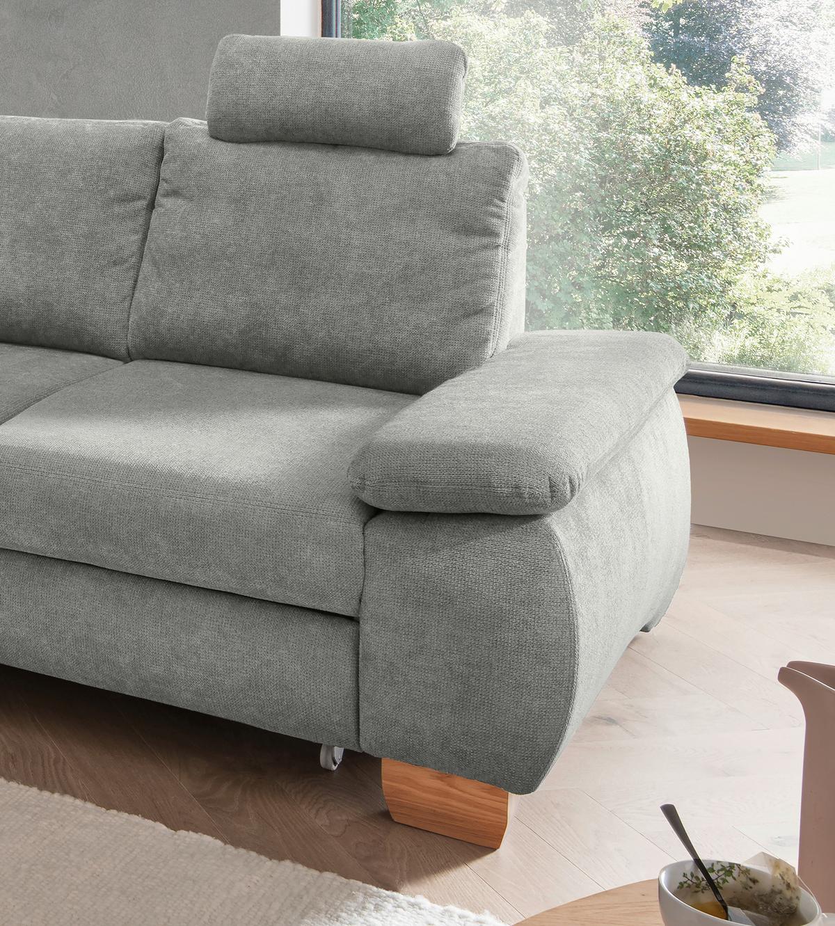 Eckschlafsofa Positano Hellgrau S: 206x261 Cm - Wildeiche/Hellgrau, MODERN, Textil (206/261cm) - Livetastic