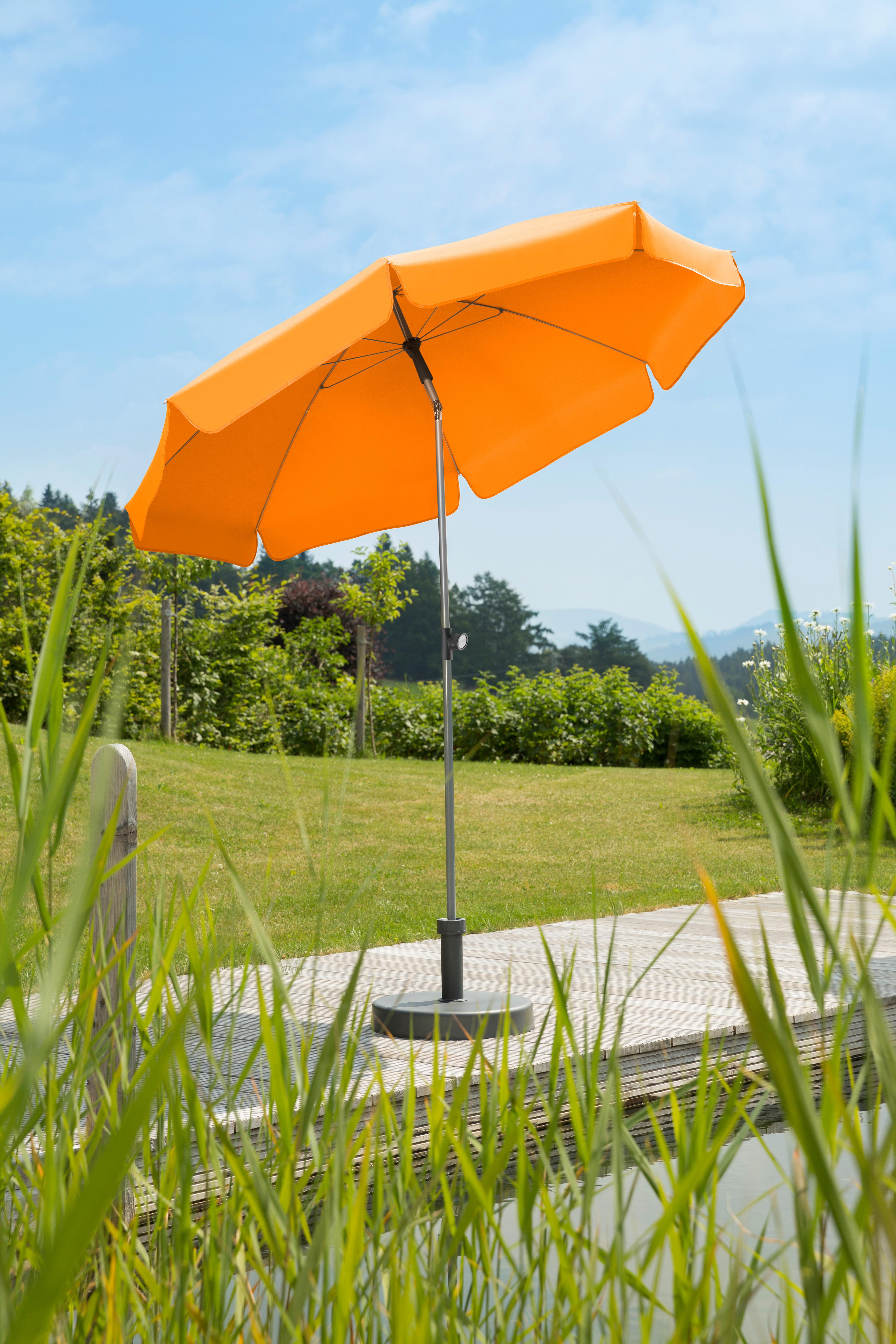 Sonnenschirm Locarno BxHxT: 200x220x200 cm Orange - Silberfarben/Orange, Basics, Textil/Metall (200/220/200cm) - Schneider