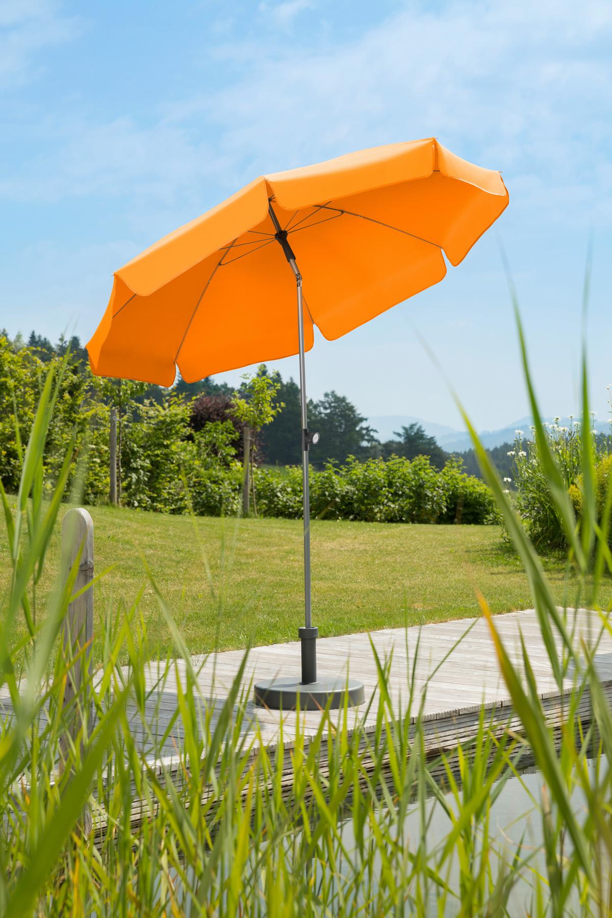 Sonnenschirm Locarno BxHxT: 200x220x200 cm Orange - Silberfarben/Orange, Basics, Textil/Metall (200/220/200cm) - Schneider