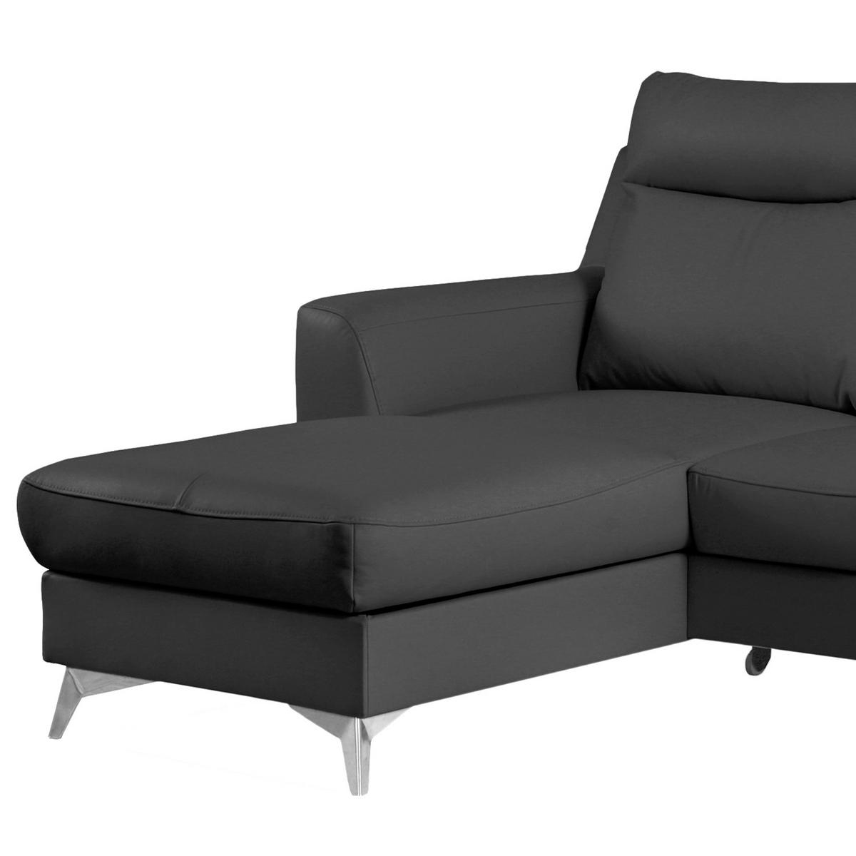 Ecksofa Gio Schwarz S: 236x168 Cm - Chromfarben/Schwarz, Design, Leder/Textil (236/168cm) - Livetastic