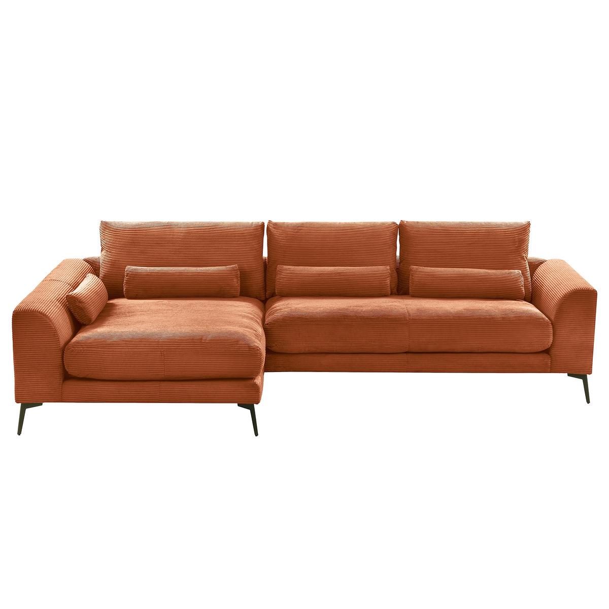Ecksofa Berlin Cord Kupferfarben 172x313 cm - Schwarz/Kupferfarben, Design, Textil (172/313cm) - P & B