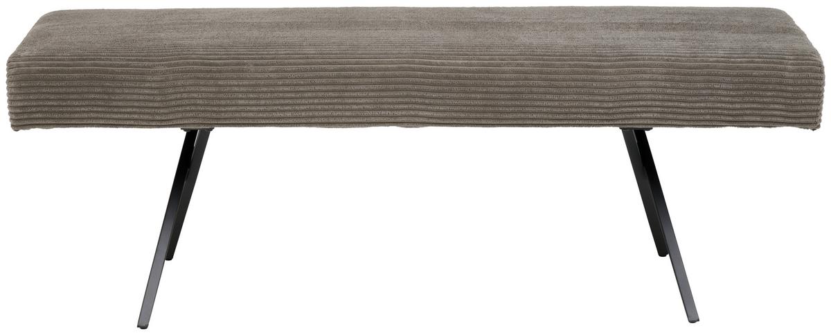 Sitzbank ohne Lehne Cord Dunkelgrau, B: 140 cm - Dunkelgrau/Schwarz, KONVENTIONELL, Textil/Metall (140/49/47cm) - MID.YOU