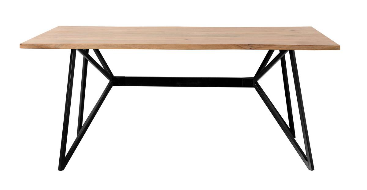Esstisch Kite Akazie Massiv, B: 175 cm - Schwarz/Akaziefarben, ROMANTIK / LANDHAUS, Holz/Metall (175/77/90cm)