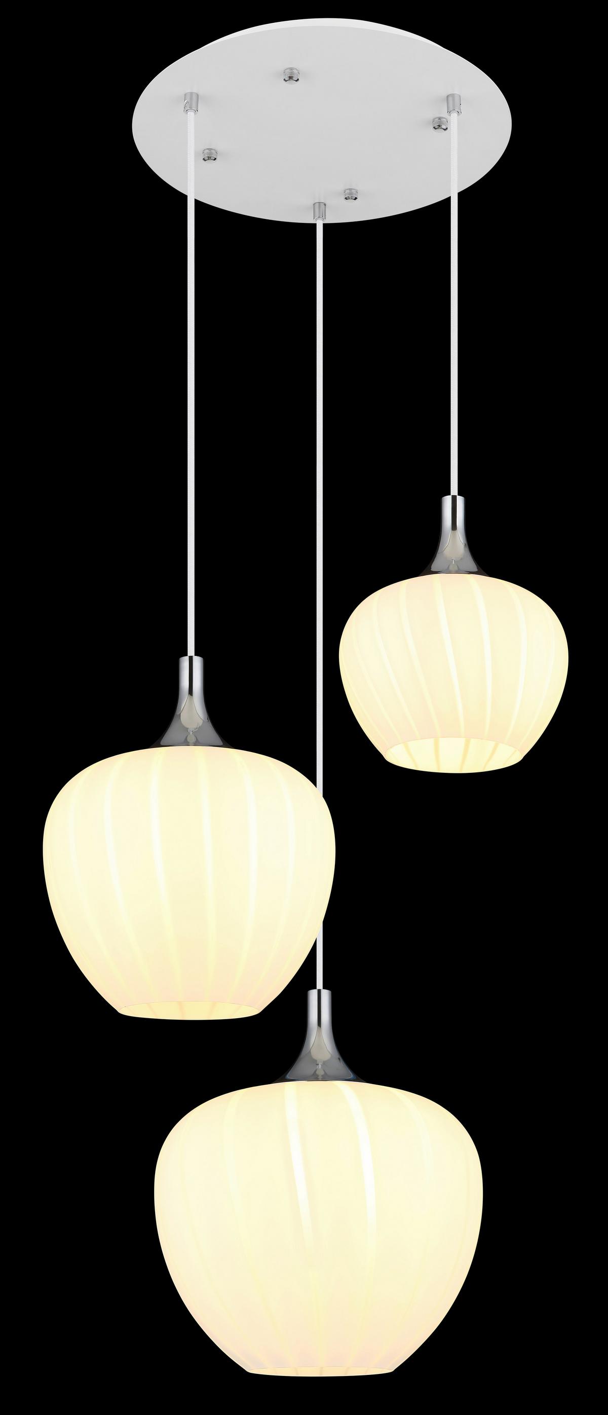 Hängeleuchte 15548-3hw - Chromfarben/Weiß, KONVENTIONELL, Glas/Metall (48/120cm) - Globo
