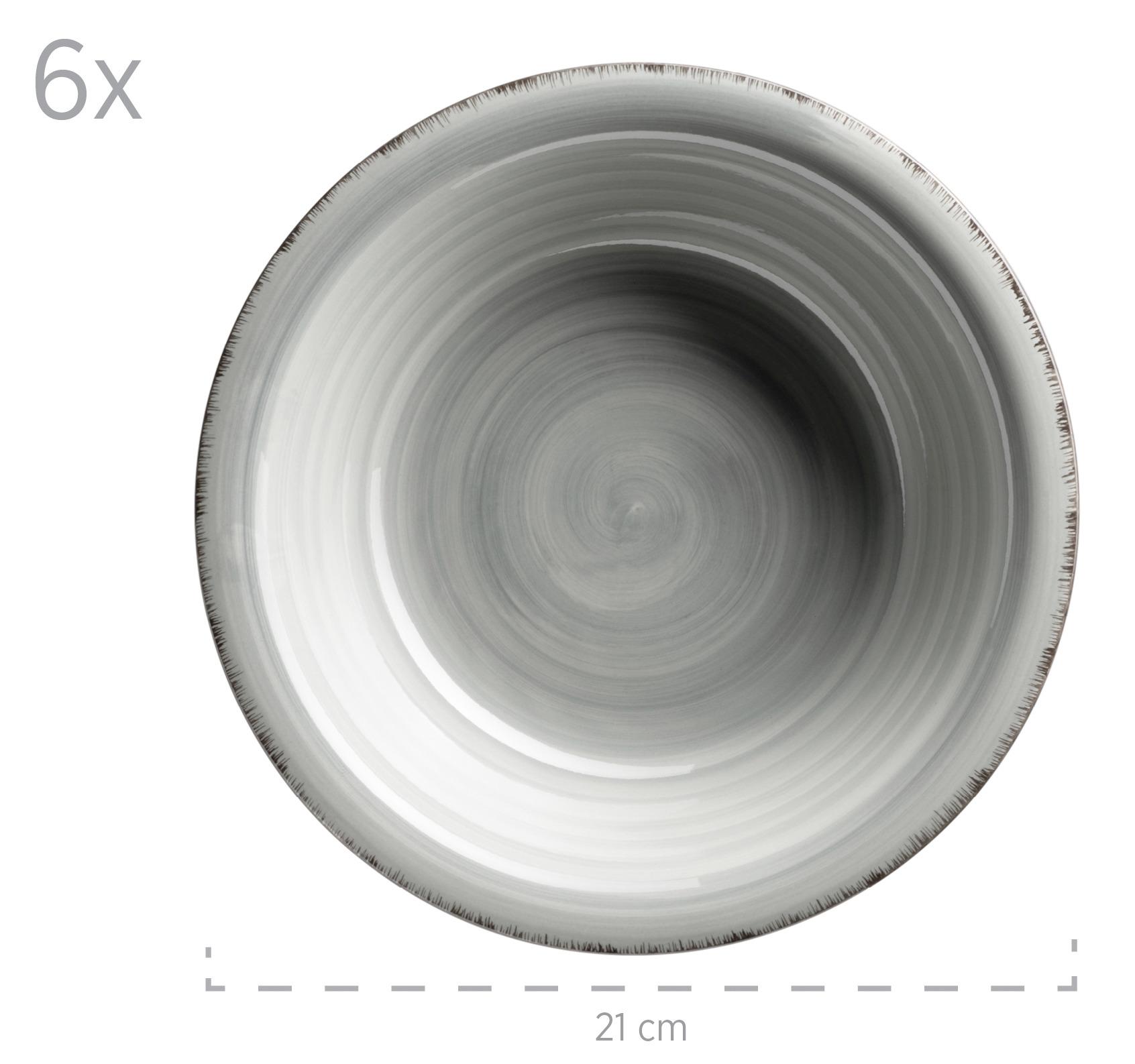 Keramik, 12-teilig • Grau • spülmaschinengeeignet • B/H/T: ca. 34/31/33 cm