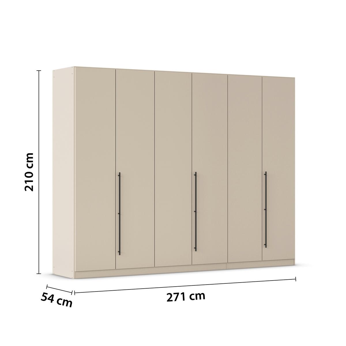 Kleiderschrank Safari B: 271 cm - Champagner/Grau, KONVENTIONELL, Holzwerkstoff (271/210/54cm)