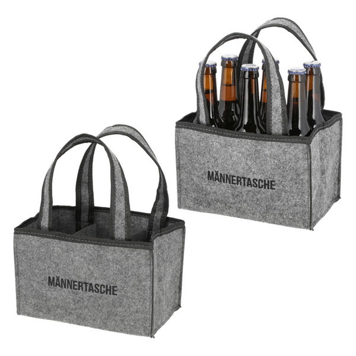 Flaschenträger Männertasche - Grau, Basics, Kunststoff (22,5/15,0/14,00cm)