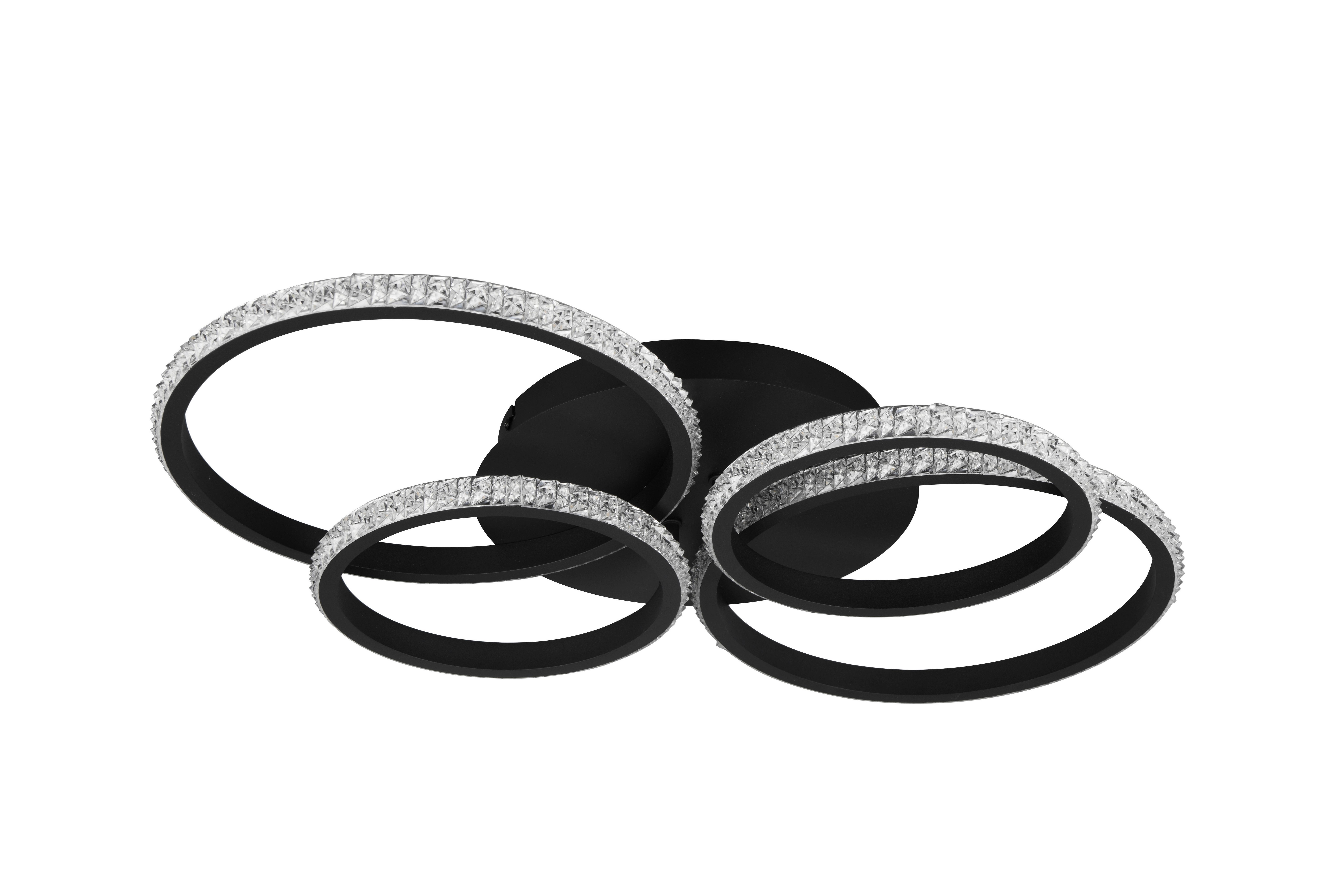 Led-deckenleuchte Cires Klar Schwarz Transparent - Klar/Transparent, Basics, Kunststoff/Metall (65,5/48,5/8,5cm)