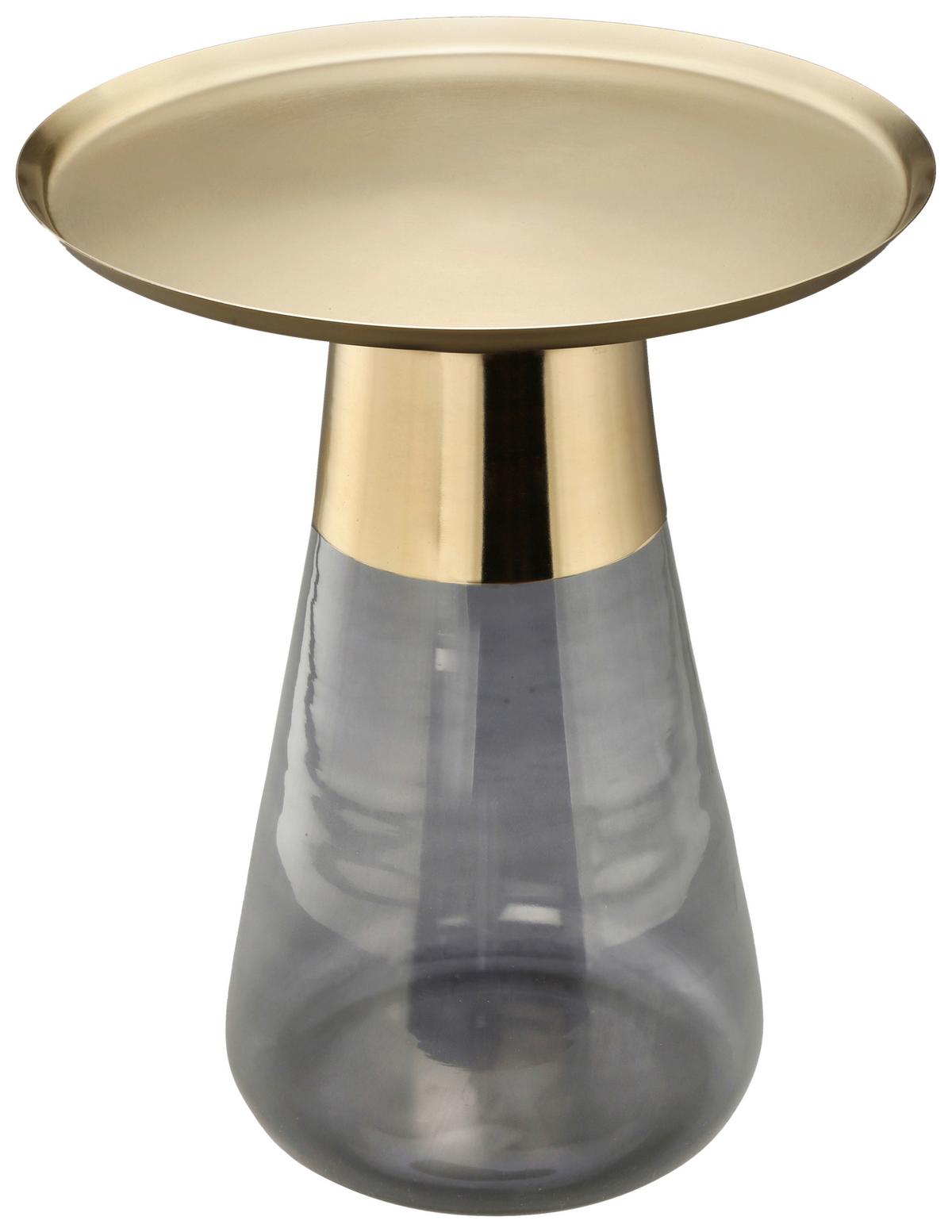 Beistelltisch  Roman 225 Grau/Goldfarben D: 42 cm - Goldfarben/Grau, Design, Glas/Metall (42/51cm) - Kayoom