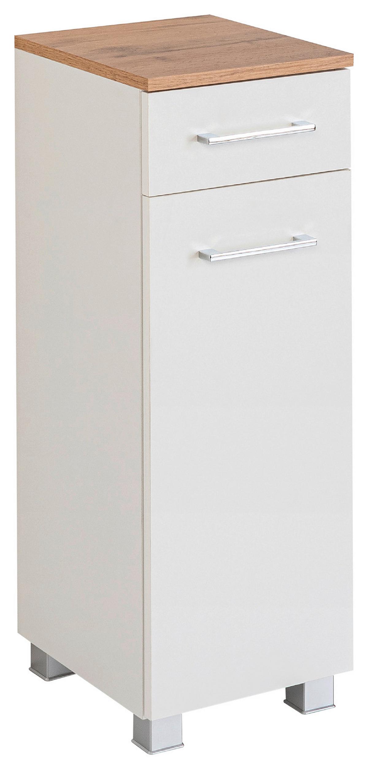 Unterschrank Paris Weiß B: 30 cm - Silberfarben/Weiß, MODERN, Holzwerkstoff (30/79/35cm) - Held