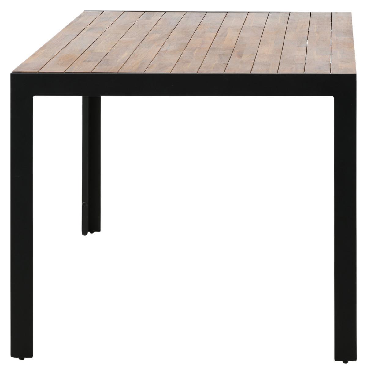 Gartentisch Bois Akazienholz /Metall L 205 cm - Schwarz/Akaziefarben, KONVENTIONELL, Holz/Metall (205/90/75cm) - Gardenson