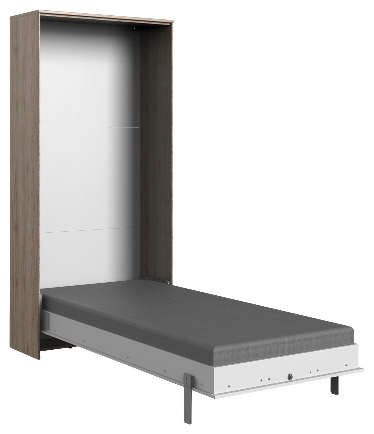 Schrankbett Mit Lattenrost 90x200 Juist Weiß/eiche - Eichefarben/Weiß, KONVENTIONELL, Holz/Holzwerkstoff (90/200cm) - MID.YOU