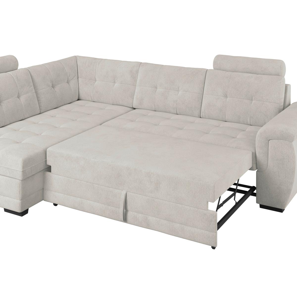 Ecksofa mit Schlaffunktion Falco new Beige 183x251 cm - Beige/Schwarz, KONVENTIONELL, Textil (183/251cm) - Ondega
