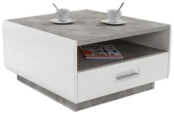 Schicke Farbkombi fürs Wohnzimmer Couchtisch in Weiß und Betonoptik