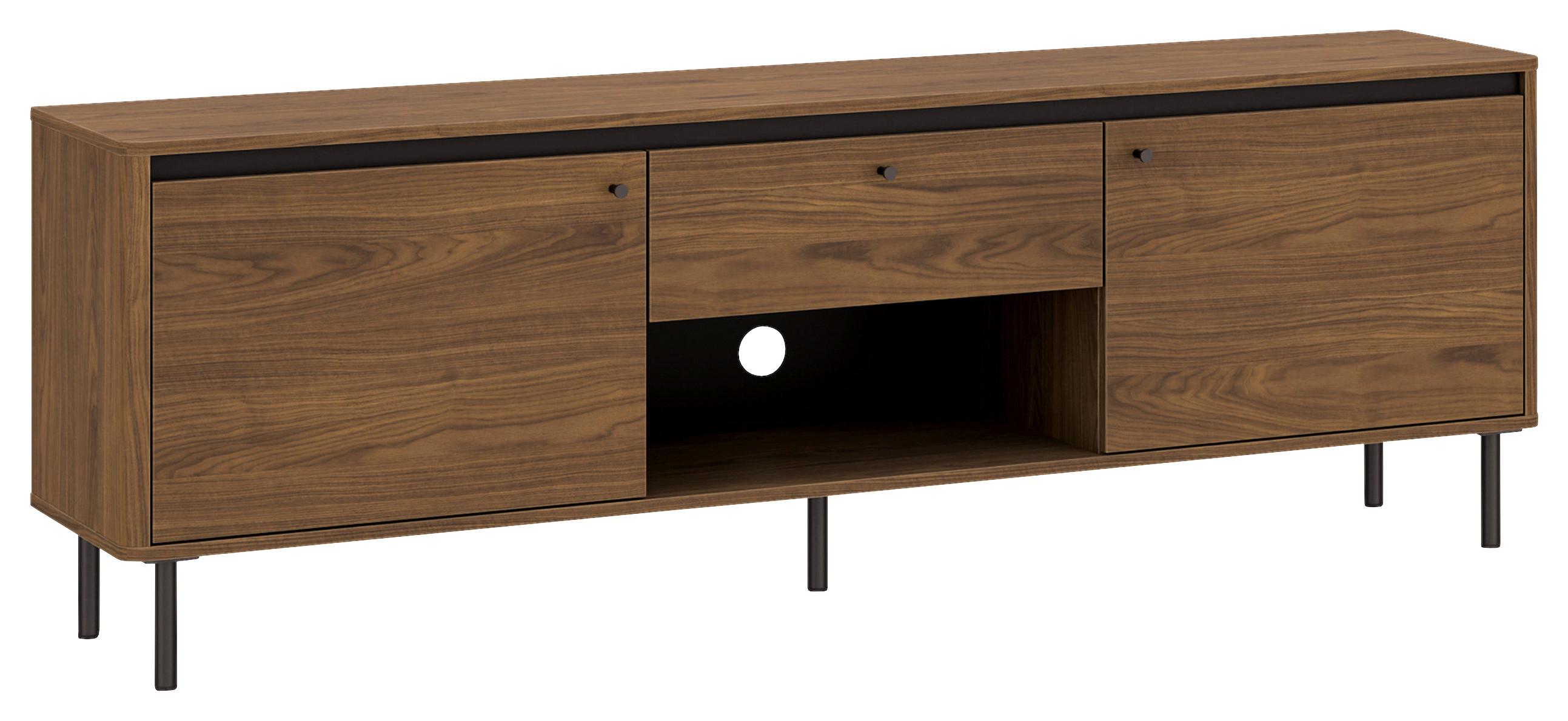 TV-Element Revillo Schwarz/Nussbaumfarben B:177cm - Nussbaumfarben/Schwarz, Basics, Holzwerkstoff (177/61/40cm)