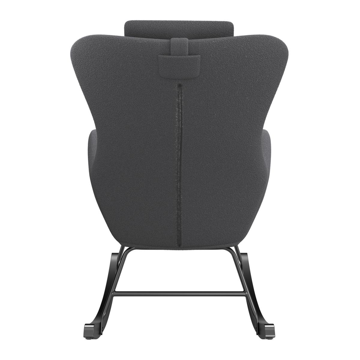 Schaukelsessel Teddy Teddy grau, B: 66 cm - Schwarz/Grau, MODERN, Holz/Textil (66/90/85cm)