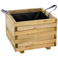 Blumenkasten Schwarz Kieferfarben B: 50 cm - Schwarz/Kieferfarben, Basics, Holz/Textil (50/39/50cm) - Siena Garden