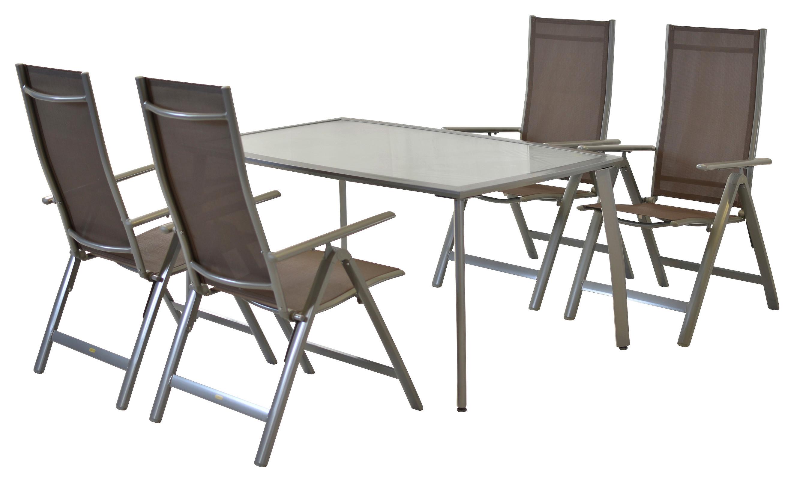 Gartenset Carrara - Taupe/Silberfarben, MODERN, Textil/Metall - Gardenson