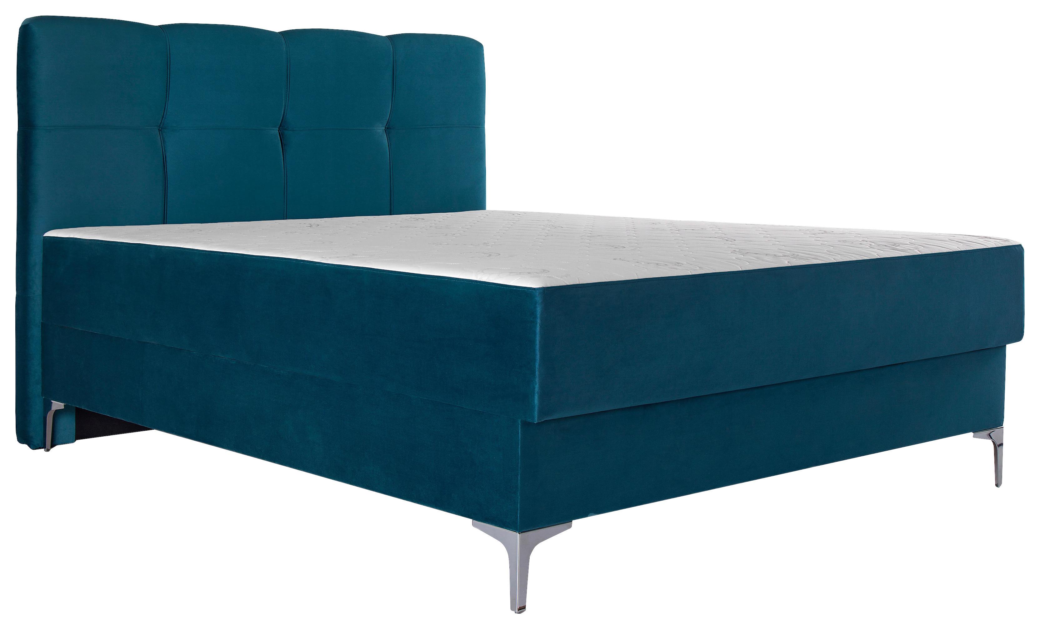 Kárpitozott Ágy Marbella 160/200 Cm - kék/szürke, Modern, faalapú anyag/textil (164/212/120cm) - Based