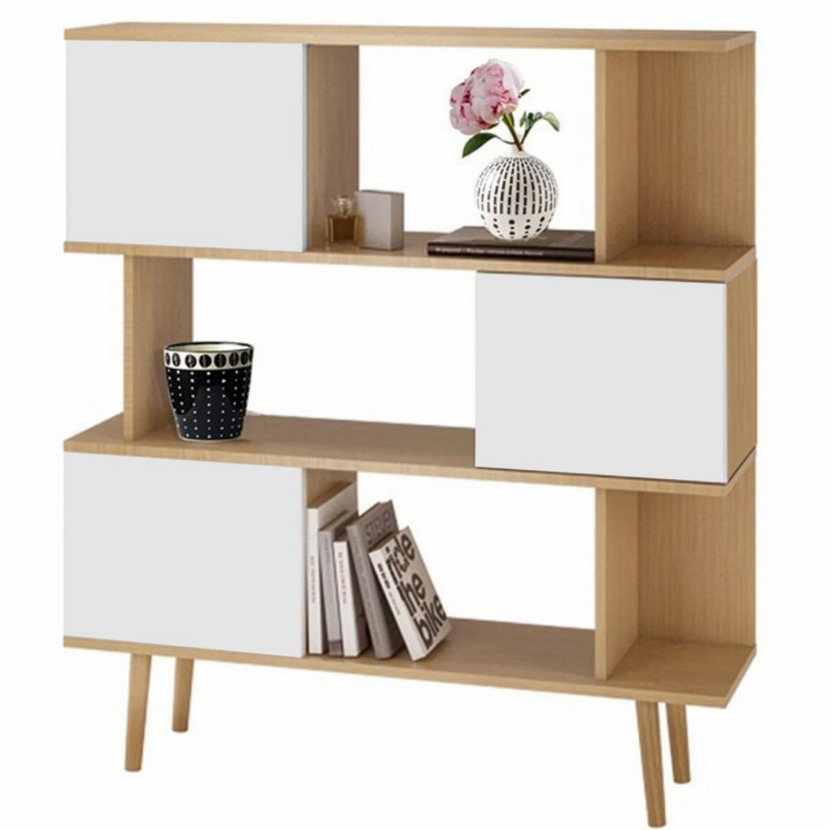Regal Alandra Weiß/Eichefarben 120 cm - Eichefarben/Weiß, Basics, Holzwerkstoff (120/130/33cm) - MID.YOU