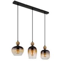 Hängeleuchte 15702-3 - Klar/Dunkelbraun, Basics, Glas/Metall (72/18/120cm) - Globo