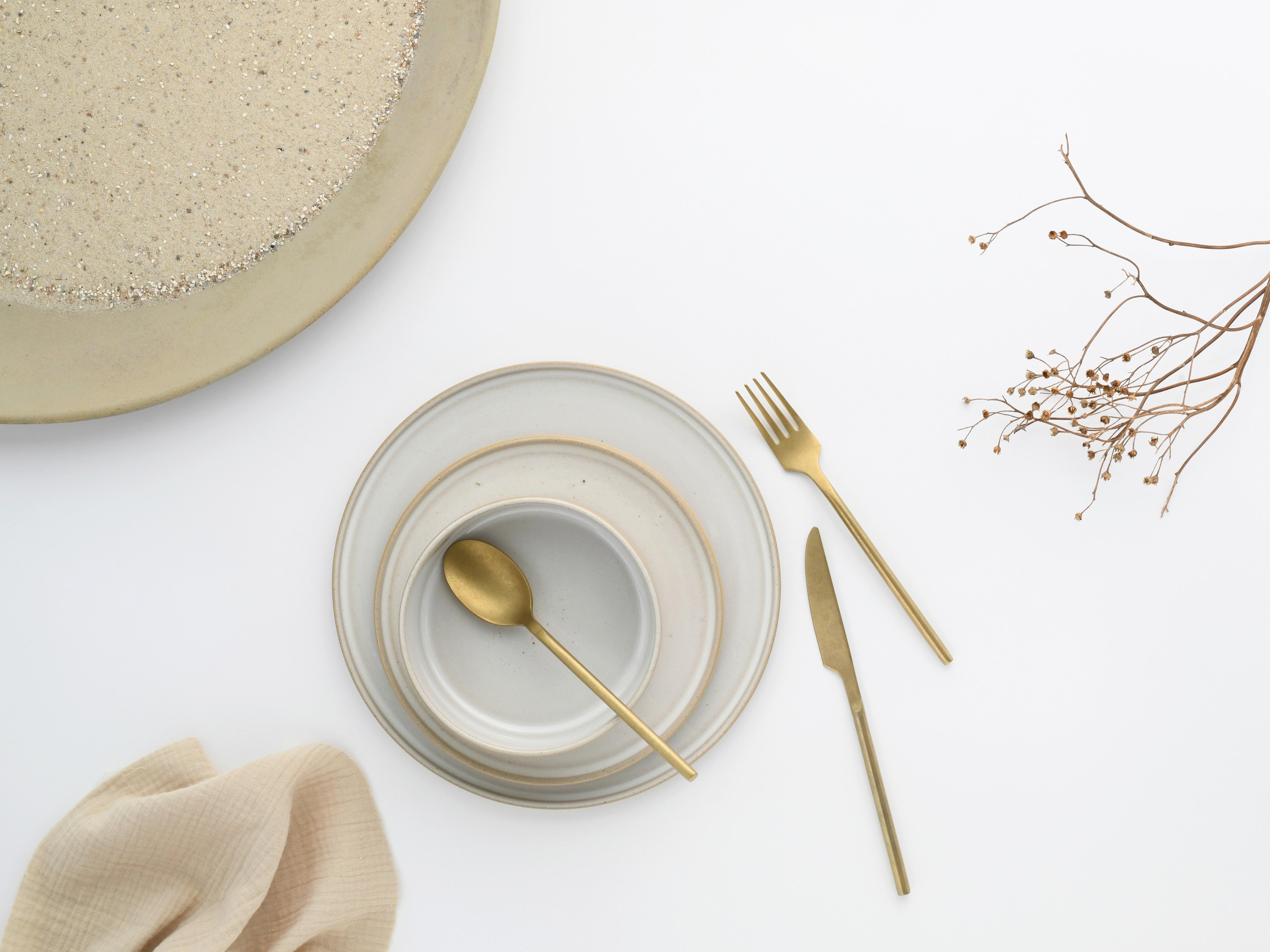 Desserttellerset Fututro Weiß, Beige L: 21,5 cm - Beige/Weiß, Basics, Keramik (21,5/21,55/13cm) - Creatable