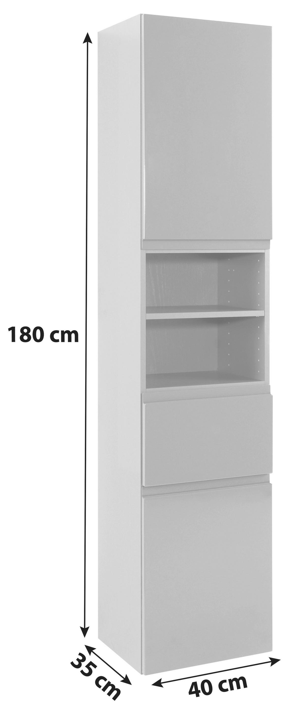 Hochschrank Mit Soft-close Cardiff 40cm, Graphit Dekor - Graphitfarben, Design, Holzwerkstoff (40/180/35cm) - Held