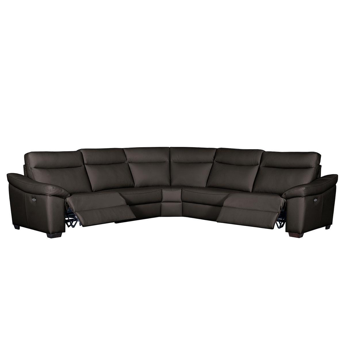 Ecksofa Dakar Braun B: 299x299 Cm - Schwarz/Braun, Design, Leder (299/299cm) - Livetastic