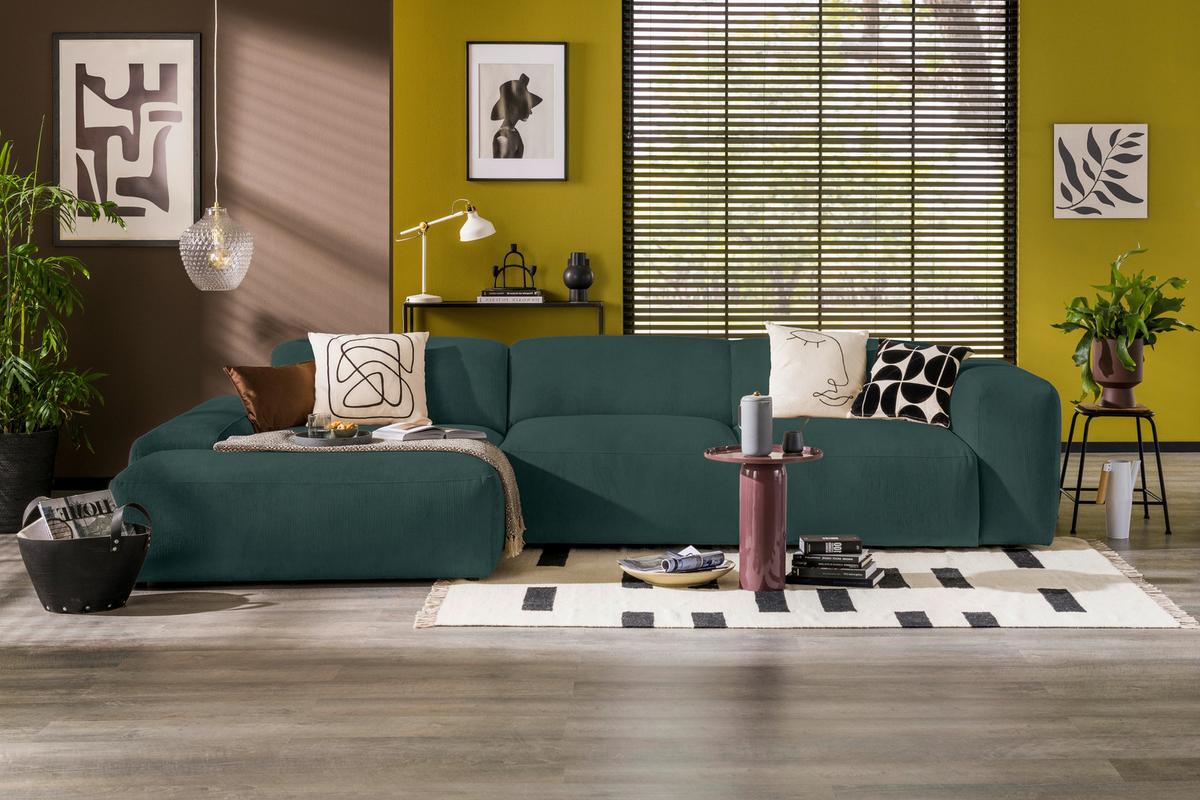 Ecksofa Hannah Grün 170x343 cm - Schwarz/Grün, Design, Textil (170/343cm) - MID.YOU