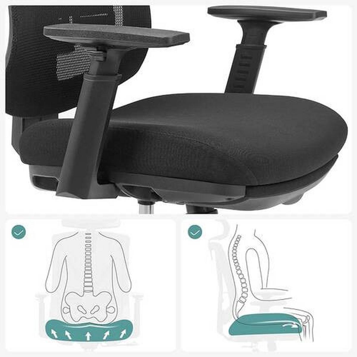 Bürostuhl mit Fußstütze Schwarz, Bis 150 Kg - Schwarz, Basics, Textil/Metall (68,5/133/70cm) - Boxxx
