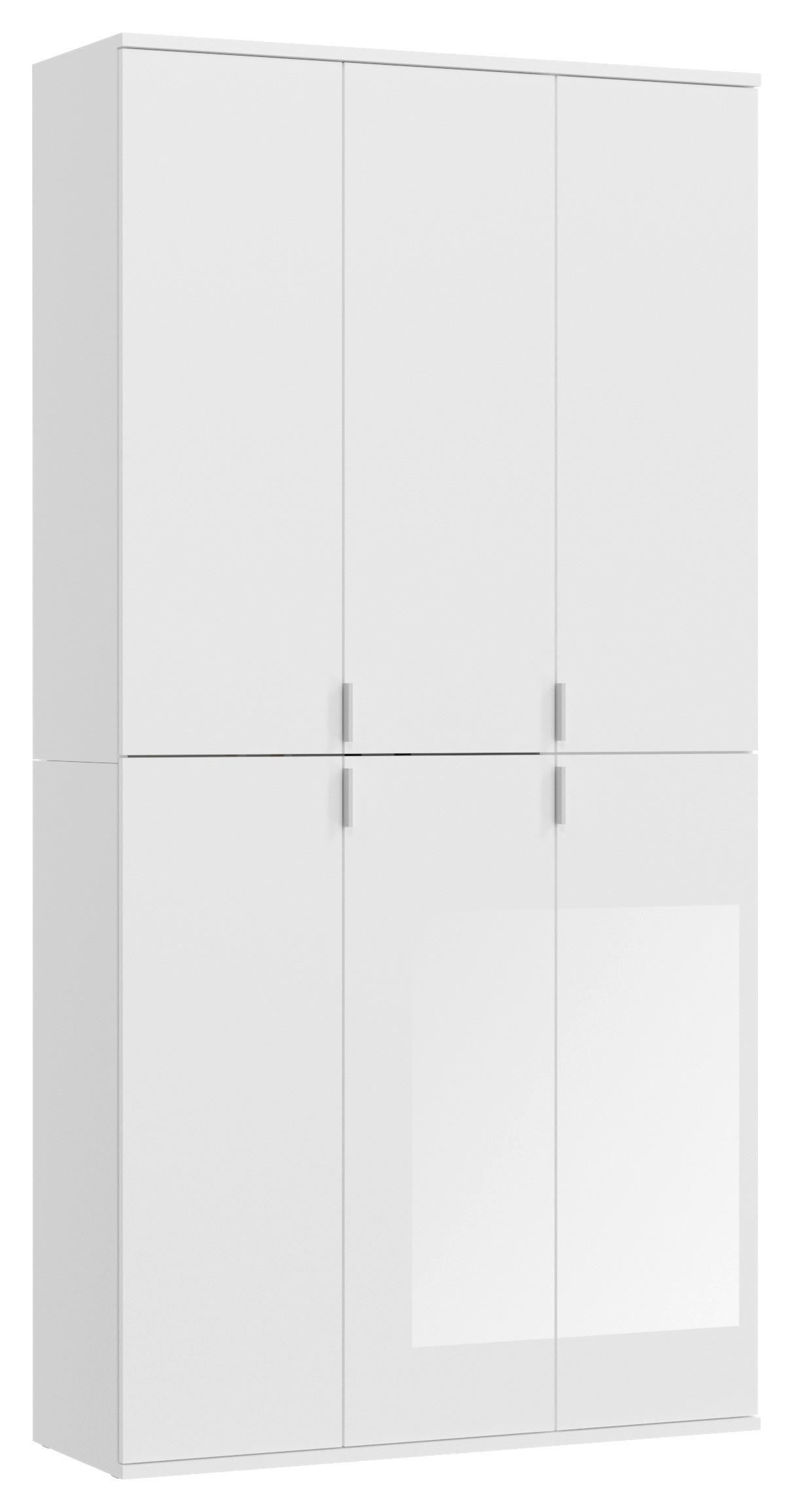 Drehtürenschrank 91 cm Projekt, Weiß Hochglanz - Weiß Hochglanz/Weiß, MODERN, Holzwerkstoff (91/193/34cm) - MID.YOU