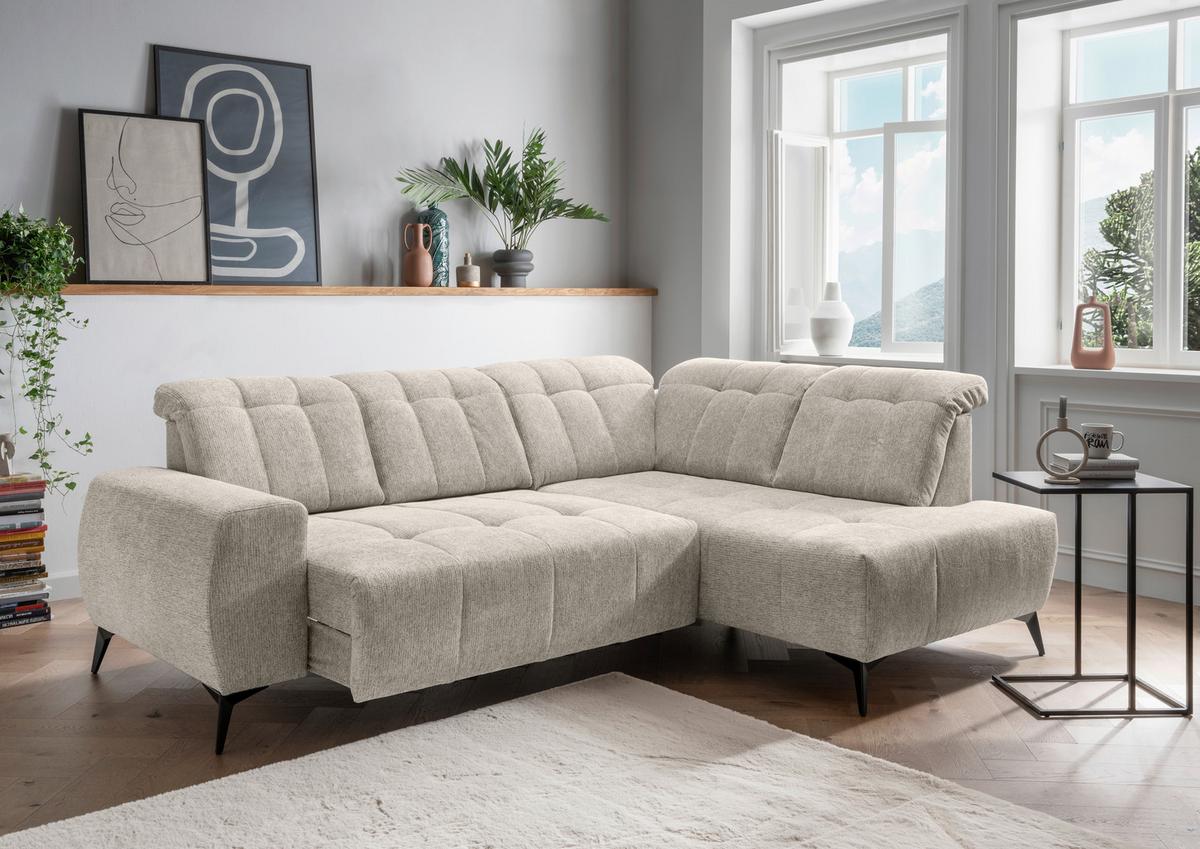 Ecksofa Sano, Beige S: 261x200 cm - Beige/Schwarz, MODERN, Textil (261/200cm) - Livetastic