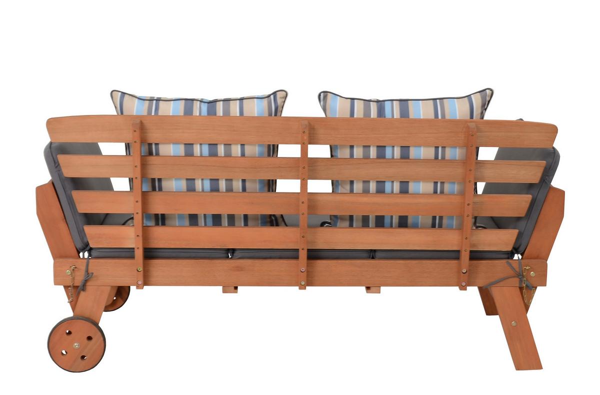 Gartenbank Eukalyptusholz 2-Sitzer Rincon Mit Kissen - Braun/Grau, Basics, Holz/Textil (190/77,5/68cm) - Gardenson