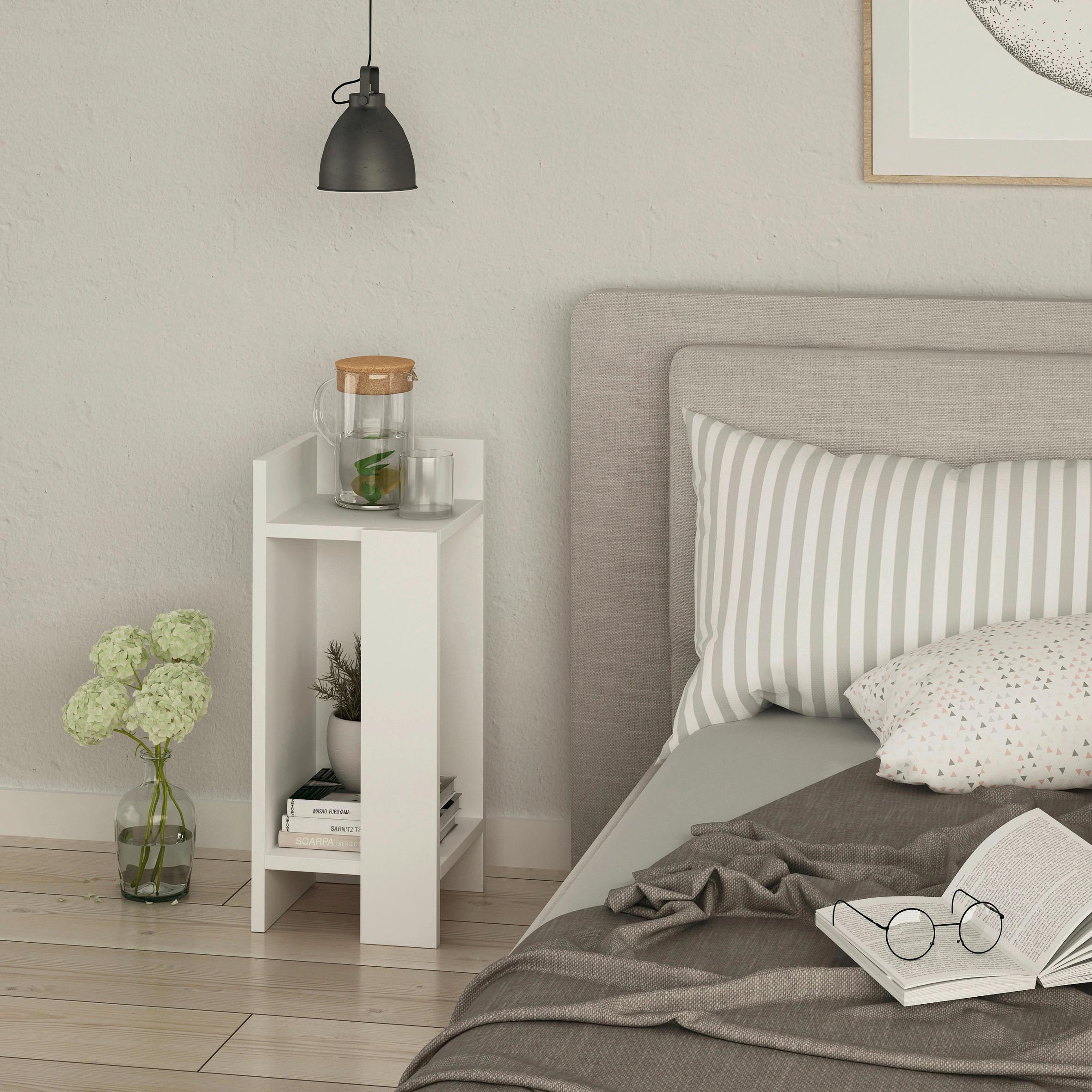Nachttisch Elos Nachttisch Linkes Modul - Weiß, Design, Holzwerkstoff (27/60/25cm) - Livetastic
