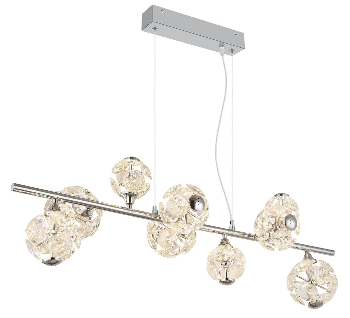 Hängeleuchte Virina Kristallglas ca. 86,6x36x120cm - Klar/Chromfarben, KONVENTIONELL, Glas/Metall (86,6/36/120cm) - Globo